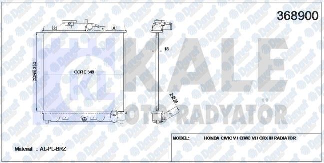 KALE 368900 Su Radyatoru Civic V-Vi-Crx Iii (Al/Pl/Brz) (350x348x26) (Manuel)